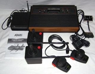 Vintage Atari Cx - 2600 Video Game System With Wireless Joysticks & Paddles -