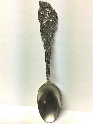 Antique Ssmc Sterling Silver Spoon - Indian Chief In Corn Field -