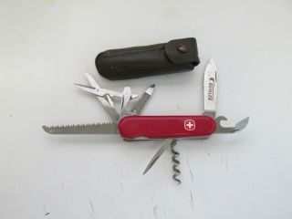 Vintage Swiss Army Wenger Delemont Pocket Knife Multi Tool W/ Holder
