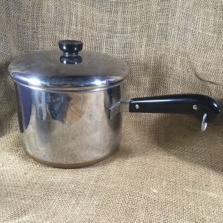 Vintage 1801 Revere Ware Copper Clad 5 Qt Sauce Pan Stock Pot Lidded Pre 1968