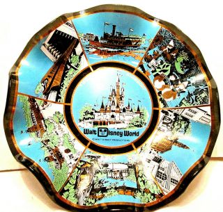 Vintage Walt Disney World Scalloped Candy Dish/ash Tray/plate Glass 1970 