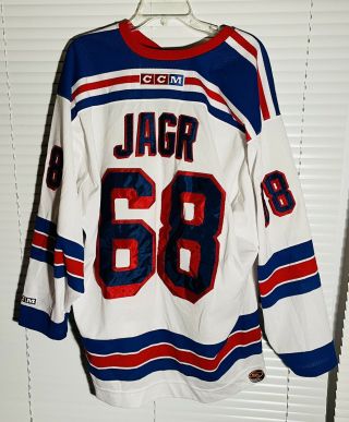 Vintage Ccm York Rangers Jaromir Jagr Captain Hockey Jersey X - Large