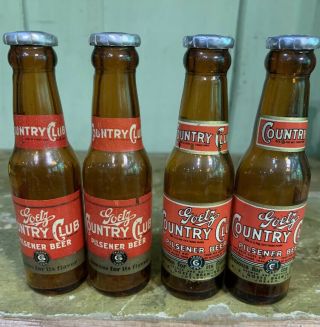 2 Pair Vintage Goetz Country Club Beer Bottle Salt Pepper Shaker Old Labels