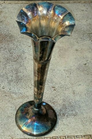 Gorgeous Vtg 9 1/2 " Rogers Silver Plated Art Deco Trumpet Vase