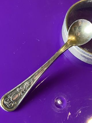 Rare Antique Russian Hommet Silver Plate And Gold Wash Master Salt Spoon
