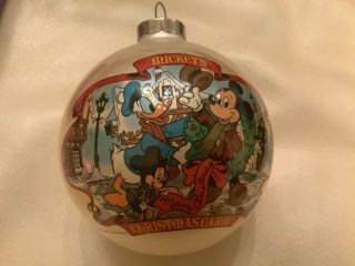 Walt Disney World Mickey’s Christmas Carol 1983 Glass Ball Christmas Ornament