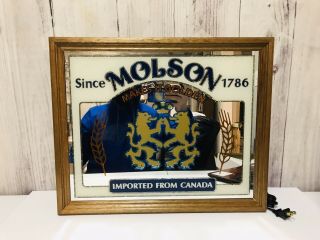 Vintage Molson Golden Imported Beer Canada Light Up Mirror Sign Decor Man Cave