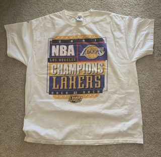 Vintage 2001 Los Angeles Lakers Nba Finals Champions Kobe Shaq T Shirt Xxl