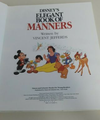 Vintage DISNEY ' S ELEGANT BOOK OF MANNERS By Vincent Jefferds - Hardcover 3