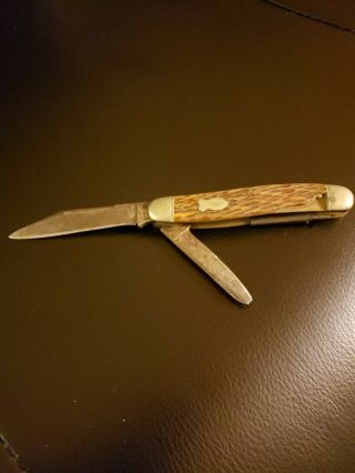Schrade Cut Co Walden Ny Vtg Bone Handle Jack Knife 2 Blade Pre War