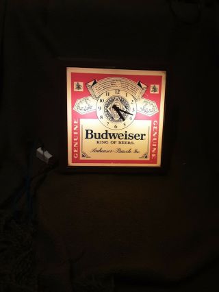 Vintage Budweiser Beer Light Up Wall Clock