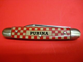 Vintage Kutmaster,  Utica,  N.  Y. ,  Purina Checkerboard 2 Blade Folding Pocket Knife