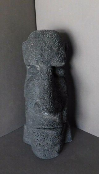 Vintage Easter Island Lava Sculpture God Hawaiian Tiki Statue 11 3/4 " (b)