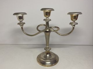 Silver Plate Plated Triple 3 Arm Candelabra Candle Holder Centerpiece 8”