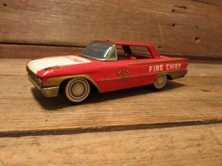 Vintage Tin Friction Ford Galaxy Fire Chief Car