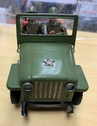 Vintage Tin Litho Wwii Military Jeep Battery Operated
