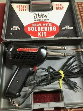 Vintage Weller D - 550 Heavy Duty Soldering Gun Kit 240/325 Watts Cased