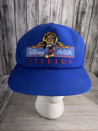 Vintage Disney Mgm Studios - Studio Tours Blue Snapback Hat Mickey Mouse 1987
