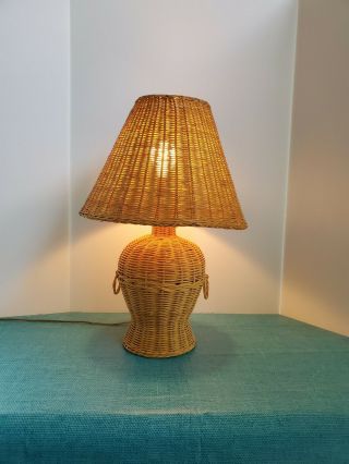 Vintage Wicker Table Lamp 22 