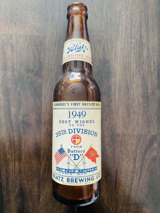 1949 Blatz Beer Bottle Label 35th Division 129th Field Artillery Wwi Irtp