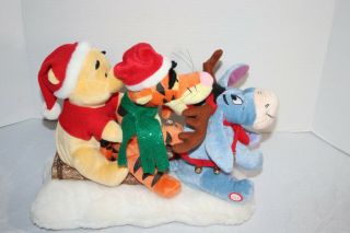 Gemmy Disney Winnie The Pooh Tigger Eeyore Christmas Sled Animated Musical Plush