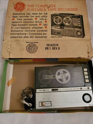 Vintage Ge The Complete Portable Tape Recorder Reel To Reel M8080