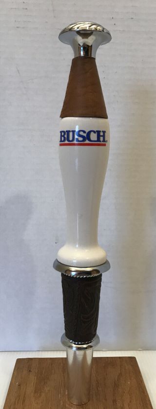 Vintage Busch Texas Special Beer Tap Handle Faux Leather Wrap In