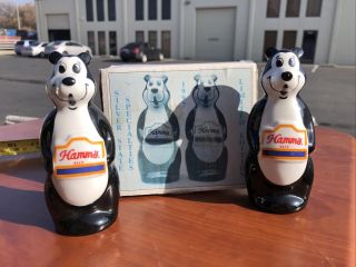 Hamms Beer Bears Salt & Pepper Shakers Porcelain Figurine Set 1997