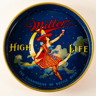 Miller High Life Beer Serving Tray Girl On The Moon 1950 