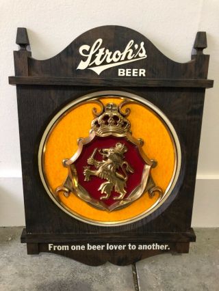 Vintage,  Strohs Beer Advertising Sign,  Plastic,  13 " X 18 "