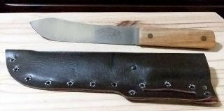Vintage Cold Steel Hudson Bay Butcher Knife,  Carbon V Steel W/orig Leather Sheath