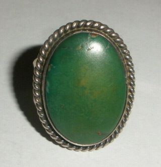 Vintage Navajo Old Pawn Sterling Silver Turquoise Ring Size 7.  5 Fred Harvey Era