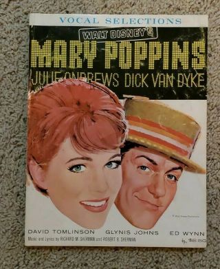 Disney Vintage 1964 Mary Poppins Vocal Selections Songbook Sheet Music Book