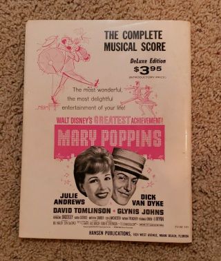 Disney Vintage 1964 Mary Poppins Vocal Selections Songbook Sheet Music Book 2