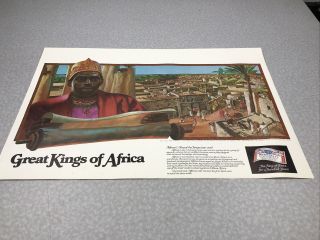 Vintage Budweiser Great Kings Of Africa Advertisement Poster No 1 1984 Kg Ws9