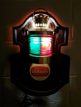 Vtg Schaefer Beer Nautical Themed 3d Lantern Wall Display Lighted Sign Mancave