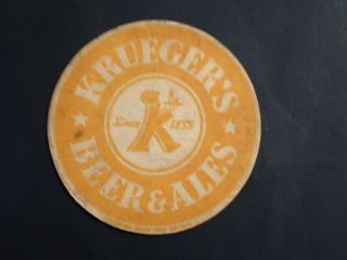 Vintage 4 " Krueger Beer Coaster
