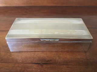 Vintage Rexacon Silver - Plated Cigarette Box With Engine - Turned Lid And