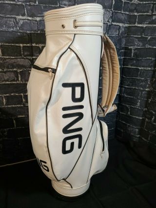 Vintage Ping 4 - Way Divider Golf Bag Caddy White Leather