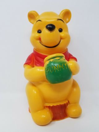 Vintage Walt Disney Prod.  10 " Tall Plastic Winnie The Pooh Coin Piggy Bank