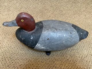 Vintage Hollow body Redhead drake duck decoy Michigan.  Chris - Craft? Chris Smith? 2