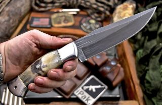 Cfk Ipak Handmade 1095 Custom Sheep Horn Large Hunting Skinner Blade Camp Knife