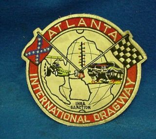 Vintage Large 7 " Atlanta International Dragway Drag Race Jacket Patch Ihra Nos