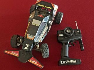 Vintage 1988 Tamiya R/c 1/14 Scale Sabre With Quick Drive Remote
