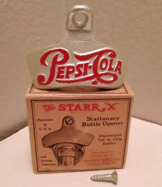 Vintage Pepsi Cola Starr X Stationary Wall Mount Bottle Cap Opener