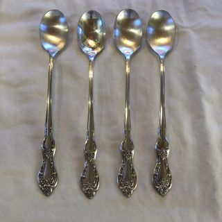 4 Antique Vintage Collectible 8 " Iced Tea Spoons Simeon Rogers Co.  Silver Plate