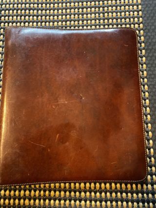 Bosca Usa 12 " X 10 " Vintage Hand - Stained Brown Leather 3 Ring Planner Binder