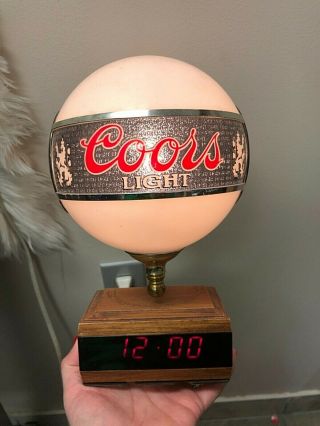 Vintage Coors Beer Advertising Bar Clock Lamp Sign Globe Light