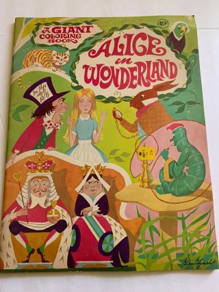 Vintage Alice In Wonderland Large Size Coloring Book 1960’s