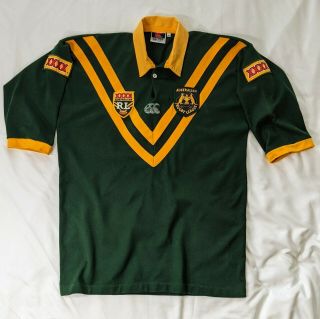 Australian Xxxx Kangaroos Rugby League Jersey Shirt 3/4 Sleeve Size Xxl Vtg 90 